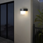 Square Round Waterproof LED Black Minimalist Solar Outdoor Wall Lights