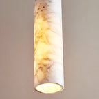 Elongated Cylindrical Marble Texture Minimalist Chandelier Pendant Lights