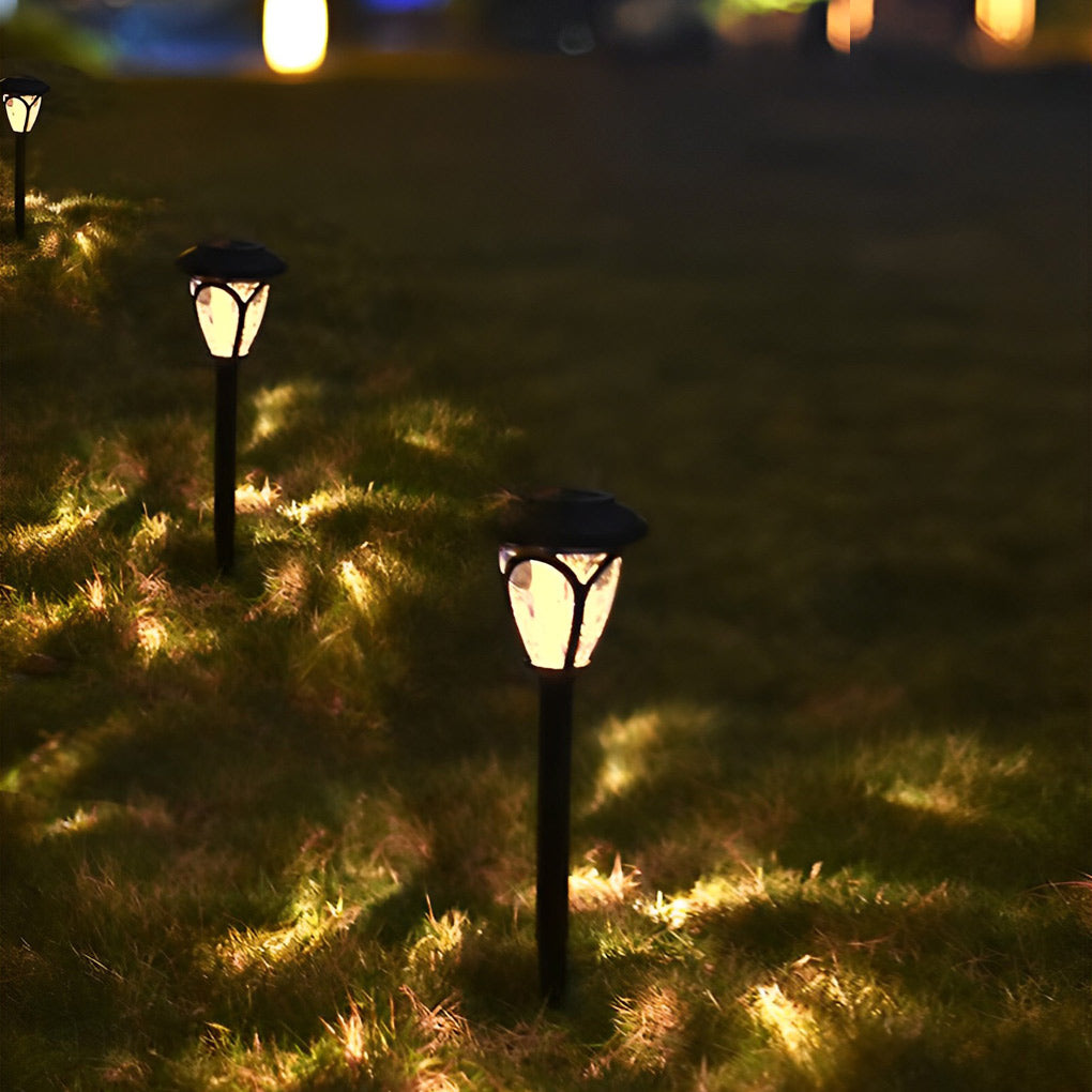 2PCS Intelligent Solar LED Lawn Lamps with Black Opaque Glass Lampshade