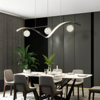 Long Waves Glass Ball Three Step Dimming Nordic Dining Room Chandeliers