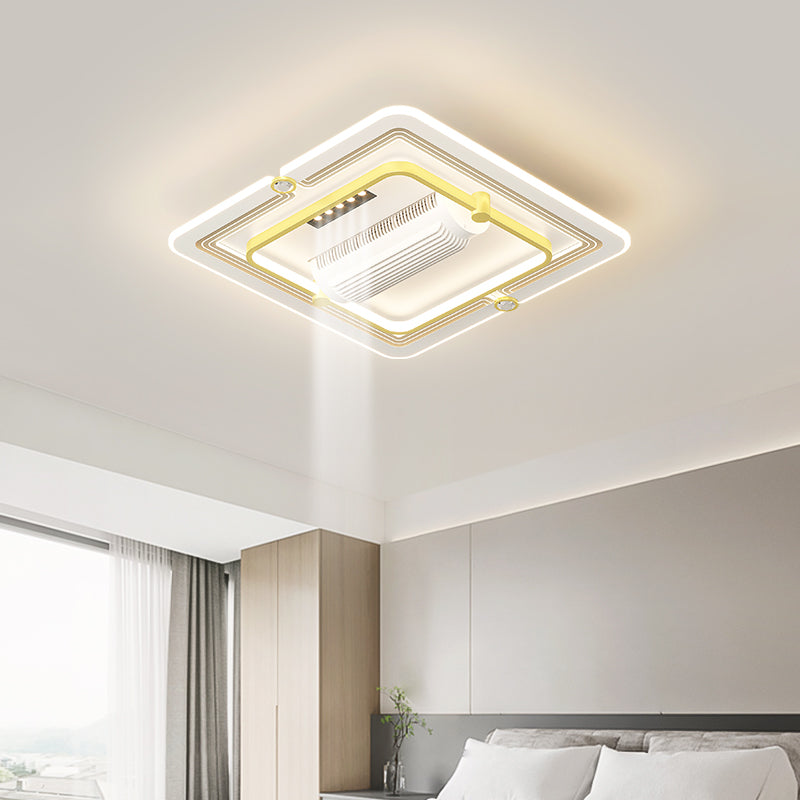 （BF215）BEMFAN 2026 New Bladeless Ceiling Fan with Light,three color dimming,  20-inch Modern Recessed Ceiling Fan with Remote Control and Dimmable LED Light, 6-Speed Fan Light, Suitable for Bedroom and Living Room, Applicable Voltage Range: 100-240V