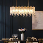 7/10-Light Luxury Glass Decor Icicles Droplet Crystal Chandelier, 3-Step Dimming