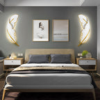 Modern Art Decorative Resin Feather Dimmable White Wall Sconces with LED Strip
