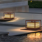 Square LED Waterproof Brown Modern Outdoor Deck Post Lights Pillar Light