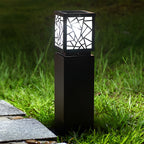 Modern Solar LED Path Lights Black Waterproof Outdoor Lawn Bollard Lights