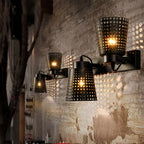 Retro Iron Hollow Adjustable Black Industrial Style Plug in Wall Sconce Lighting