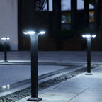 4-Light Square Waterproof LED Outdoor Path Lights - Solar & Hardwired Options