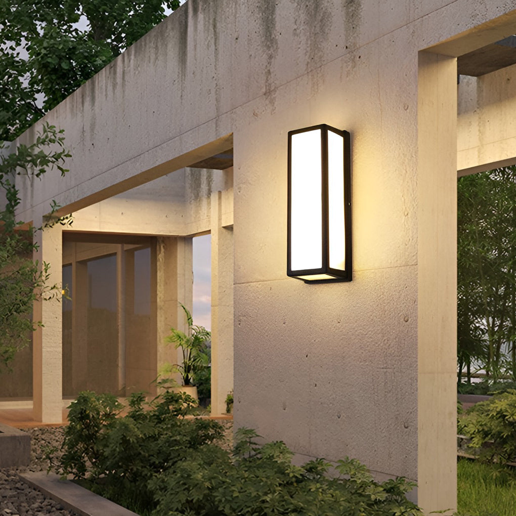 [Open-Box] Warm White Rectangle LED Waterproof Motion Sensor Black Modern Wall Sconce Lighting