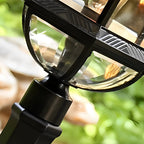 Elegant Black Retro Outdoor Post Lights Waterproof Metal and Glass Fence Lighting