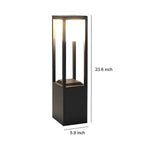 Hollow Rectangular Solar LED Pathway Bollard Lights Black Aluminum Modern Design