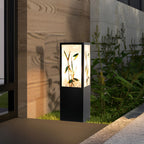 Vintage Square Solar LED Path Light Artistic Floral Landscape Bollard Lights