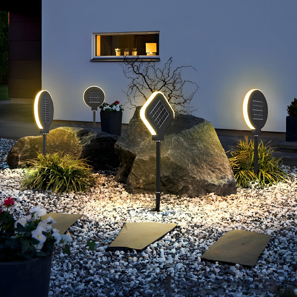 Modern Circular Black Solar LED Lawn Light