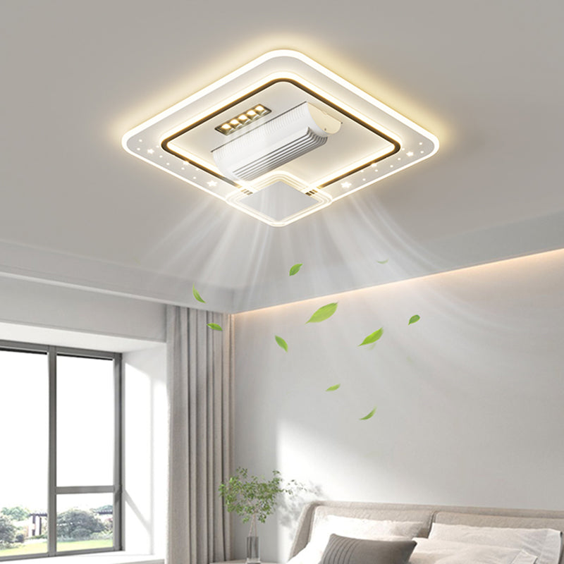 （BF216）BEMFAN 2026 New Bladeless Ceiling Fan with Light,three color dimming,  20-inch Modern Recessed Ceiling Fan with Remote Control and Dimmable LED Light, 6-Speed Fan Light, Suitable for Bedroom and Living Room, Applicable Voltage Range: 100-240V