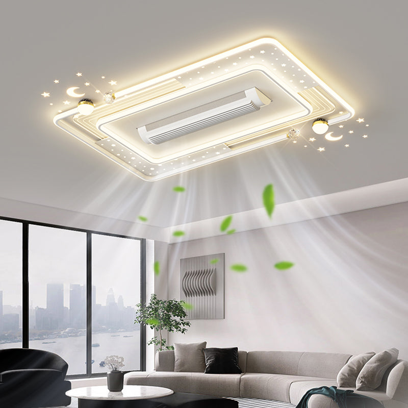 （BF250）BEMFAN 2026 New Bladeless Ceiling Fan with Light, three color dimming, 43-inch*28-inch Modern  Ceiling Fan with Remote Control and Dimmable LED Light, 6-Speed Fan Light, Suitable for Bedroom and Living Room,Applicable Voltage Range: 100-240V
