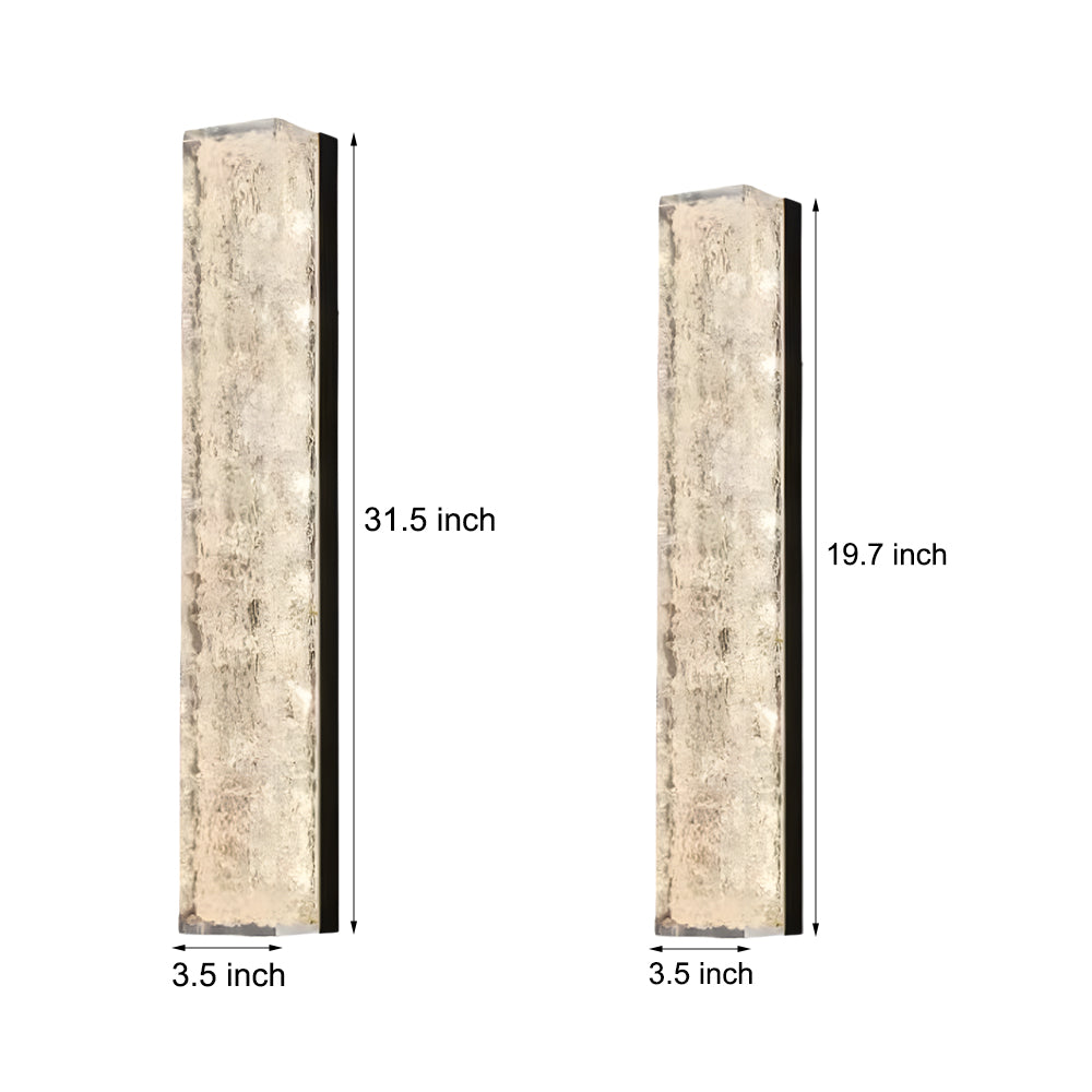 Modern Brass LED Wall Sconces Rectangle Wall Light in Ice Resin