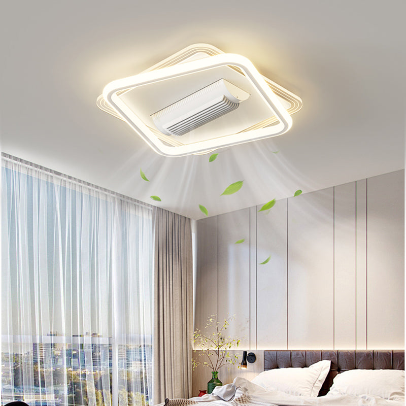 （BF217）BEMFAN 2026 New Bladeless Ceiling Fan with Light,three color dimming,  20-inch Modern Recessed Ceiling Fan with Remote Control and Dimmable LED Light, 6-Speed Fan Light, Suitable for Bedroom and Living Room, Applicable Voltage Range: 100-240V