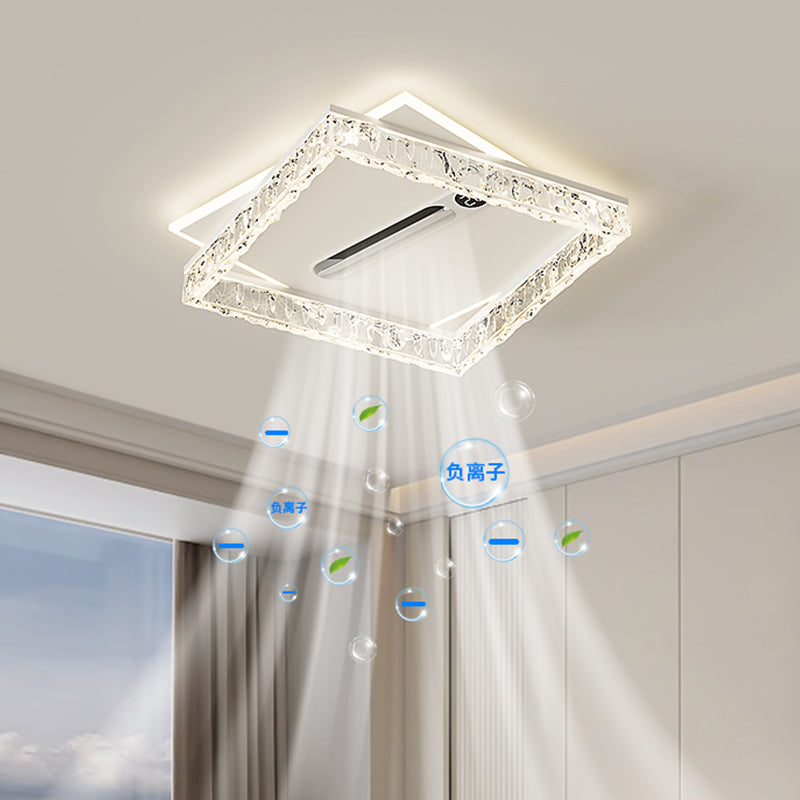 （BF003）BEMFAN 2026 New Bladeless Ceiling Fan with Light, three color dimming, 20-inch Modern Recessed Ceiling Fan with Remote Control and Dimmable LED Light, 6-Speed Fan Light, Suitable for Bedroom and Living Room,Applicable Voltage Range: 100-240V
