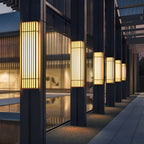 [Open-Box]Retro Vertical Stripe Grid LED Waterproof Brown Outdoor Wall Lamp