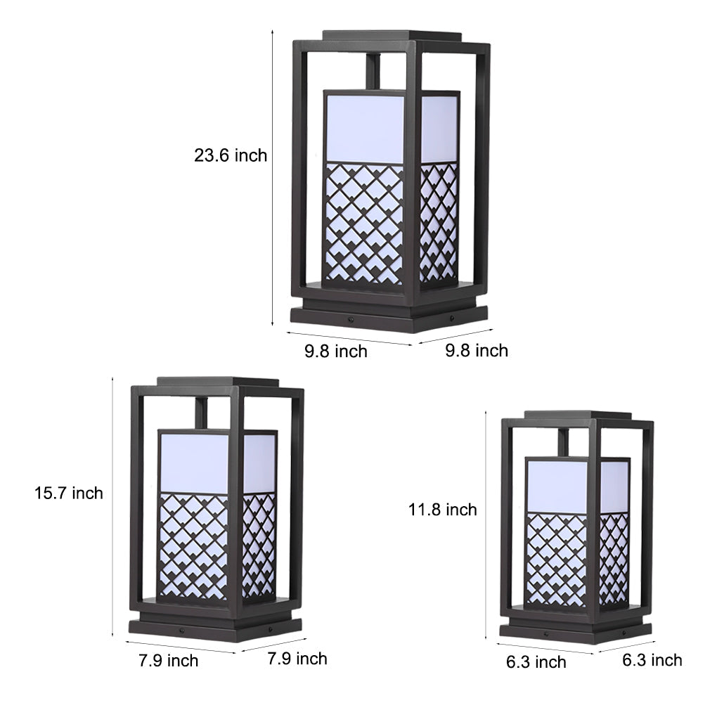 Retro Black LED Solar Lawn Lamp Patterned Pathway Lights for Outdoors