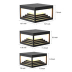Square Steps Creative Waterproof Black Modern Solar Post Caps Lights