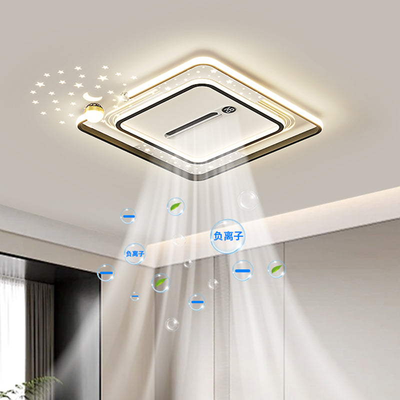（BF002）BEMFAN 2026 New Bladeless Ceiling Fan with Light, three color dimming, 20-inch Modern Recessed Ceiling Fan with Remote Control and Dimmable LED Light, 6-Speed Fan Light, Suitable for Bedroom and Living Room,Applicable Voltage Range: 100-240V