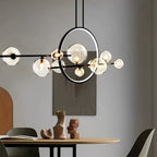 Moon Glass Bubbles LED Black Postmodern Dining Room Chandeliers