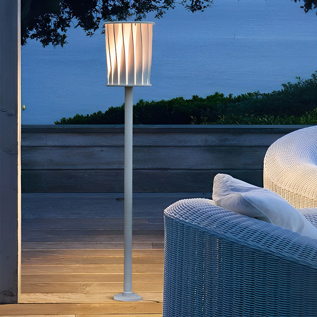 Stainless Steel Outdoor Floor Lamp with Rotating Design and Vertical Slats