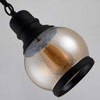 Retro Glass Iron Lantern Shape American Country Style Amber Chandelier