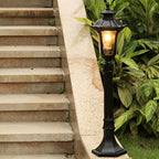 Vintage Classic Black LED Outdoor Lawn Post Light with Water Glass Lens