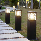 Modern Solar LED Path Lights Black Waterproof Outdoor Lawn Bollard Lights