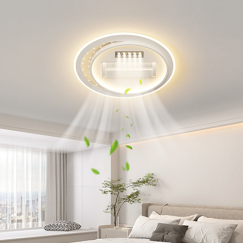 （BF213）BEMFAN 2026 New Bladeless Ceiling Fan with Light,three color dimming,  20-inch Modern Recessed Ceiling Fan with Remote Control and Dimmable LED Light, 6-Speed Fan Light, Suitable for Bedroom and Living Room, Applicable Voltage Range: 100-240V