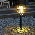 Modern Matte Black Solar Caged Lanterns