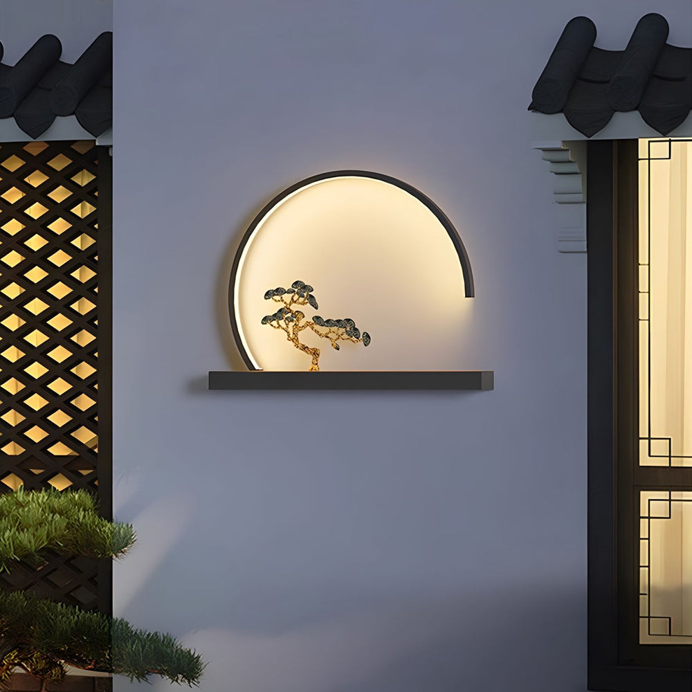 Waterproof Chinese Greeting Pine Outdoor Wall Light