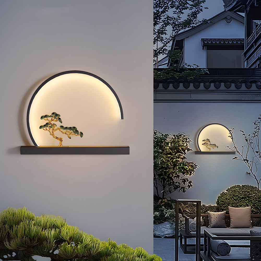 Waterproof Chinese Greeting Pine Outdoor Wall Light