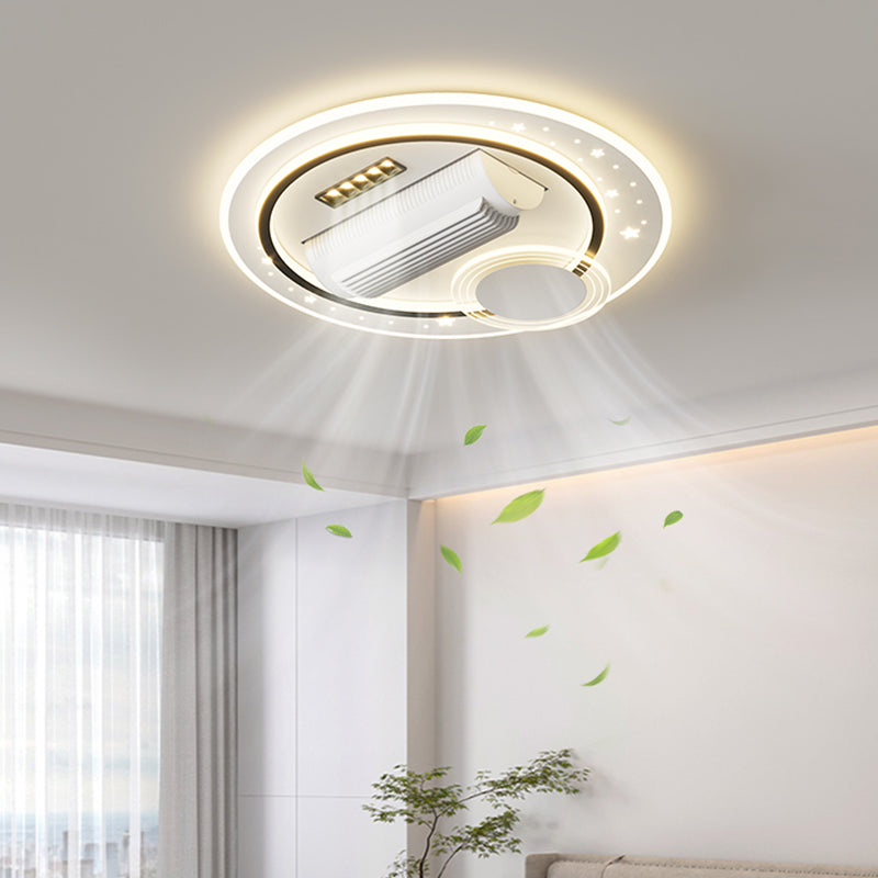 （BF216）BEMFAN 2026 New Bladeless Ceiling Fan with Light,three color dimming,  20-inch Modern Recessed Ceiling Fan with Remote Control and Dimmable LED Light, 6-Speed Fan Light, Suitable for Bedroom and Living Room, Applicable Voltage Range: 100-240V