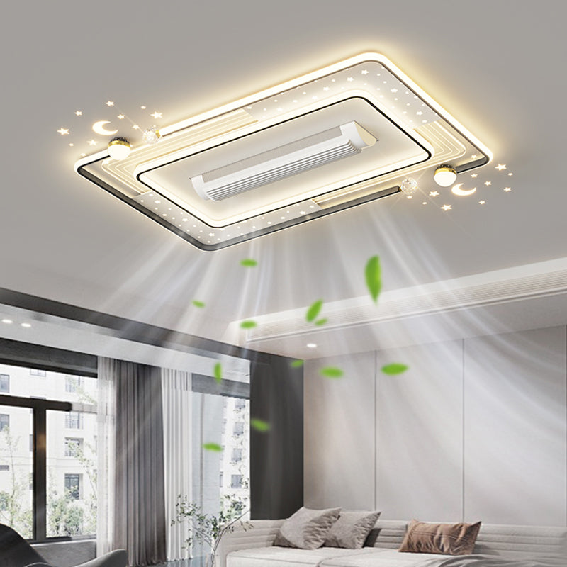 （BF250）BEMFAN 2026 New Bladeless Ceiling Fan with Light, three color dimming, 43-inch*28-inch Modern  Ceiling Fan with Remote Control and Dimmable LED Light, 6-Speed Fan Light, Suitable for Bedroom and Living Room,Applicable Voltage Range: 100-240V