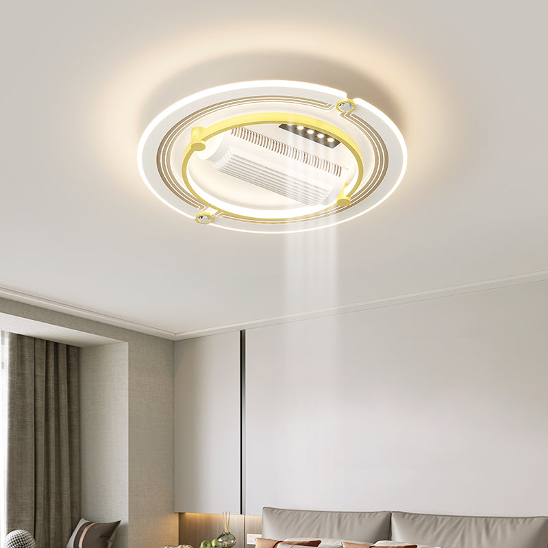 （BF215）BEMFAN 2026 New Bladeless Ceiling Fan with Light,three color dimming,  20-inch Modern Recessed Ceiling Fan with Remote Control and Dimmable LED Light, 6-Speed Fan Light, Suitable for Bedroom and Living Room, Applicable Voltage Range: 100-240V
