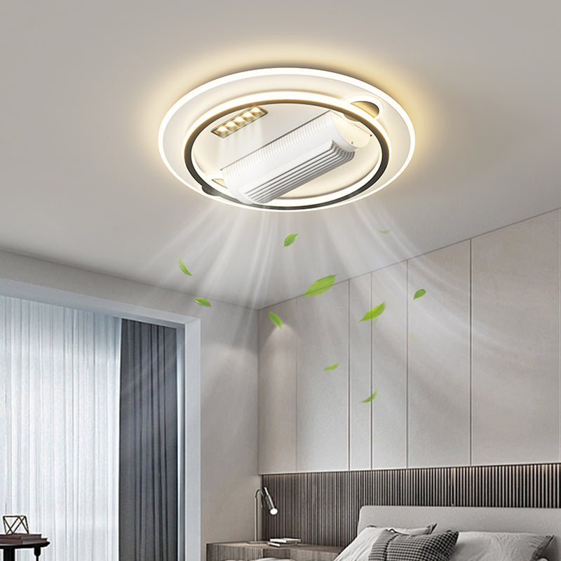 （BF220）BEMFAN 2026 New Bladeless Ceiling Fan with Light, three color dimming, 20-inch Modern Recessed Ceiling Fan with Remote Control and Dimmable LED Light, 6-Speed Fan Light, Suitable for Bedroom and Living Room, Applicable Voltage Range: 100-240V