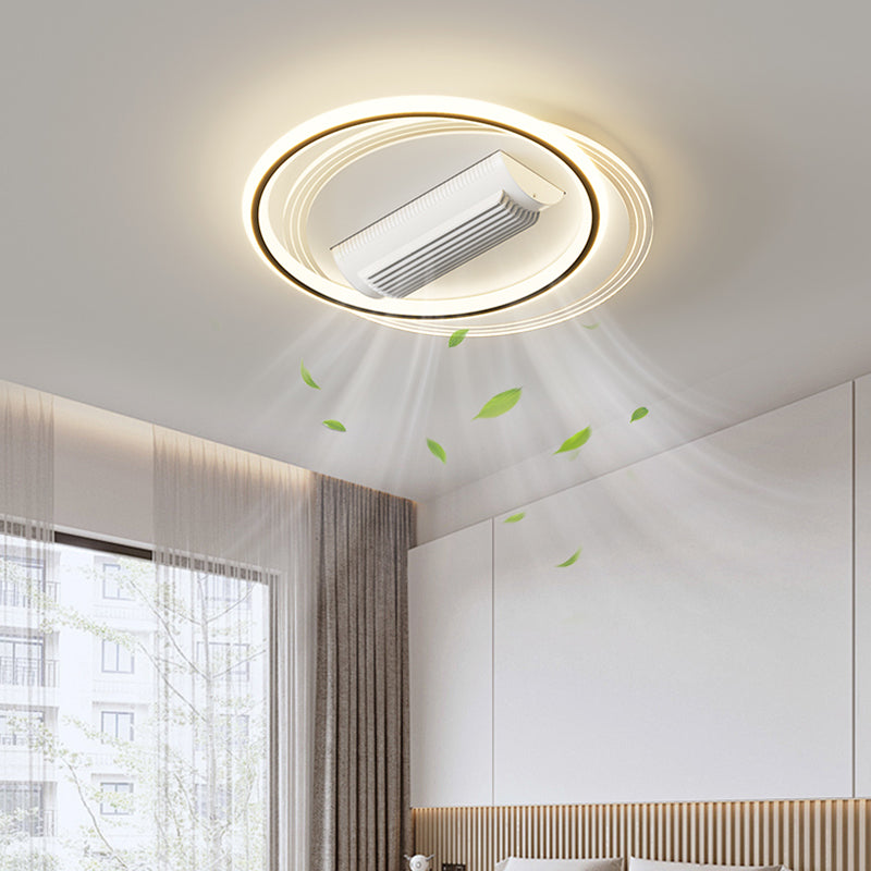 （BF217）BEMFAN 2026 New Bladeless Ceiling Fan with Light,three color dimming,  20-inch Modern Recessed Ceiling Fan with Remote Control and Dimmable LED Light, 6-Speed Fan Light, Suitable for Bedroom and Living Room, Applicable Voltage Range: 100-240V