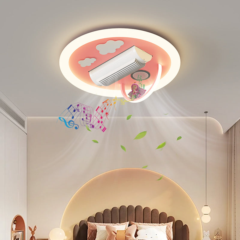 （BF231）BEMFAN 2026 New Bladeless Ceiling Fan with Light,three color dimming,  20-inch Modern Recessed Ceiling Fan with Remote Control and Dimmable LED Light, 6-Speed Fan Light, Suitable for Bedroom and Living Room, Applicable Voltage Range:100-240V