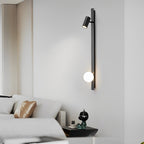 Black/Gold LED Linear Lights Three Step Dimming Wall Lamp with Adjustable Spotlight