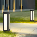 Modern Black Solar Bollard Lights Automatic, Waterproof LED Outdoor Lighting