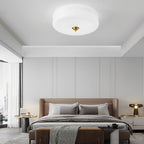 Round Glass Drum Three Step Dimming LED Nordic Ceiling Light Fixture