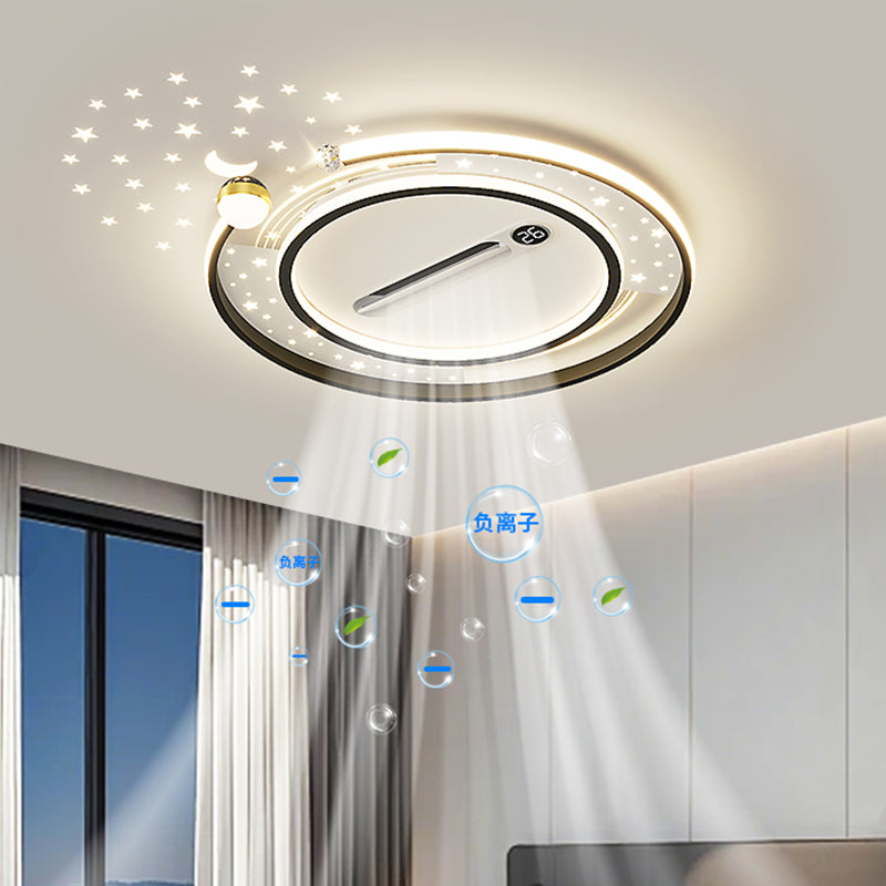（BF002）BEMFAN 2026 New Bladeless Ceiling Fan with Light, three color dimming, 20-inch Modern Recessed Ceiling Fan with Remote Control and Dimmable LED Light, 6-Speed Fan Light, Suitable for Bedroom and Living Room,Applicable Voltage Range: 100-240V
