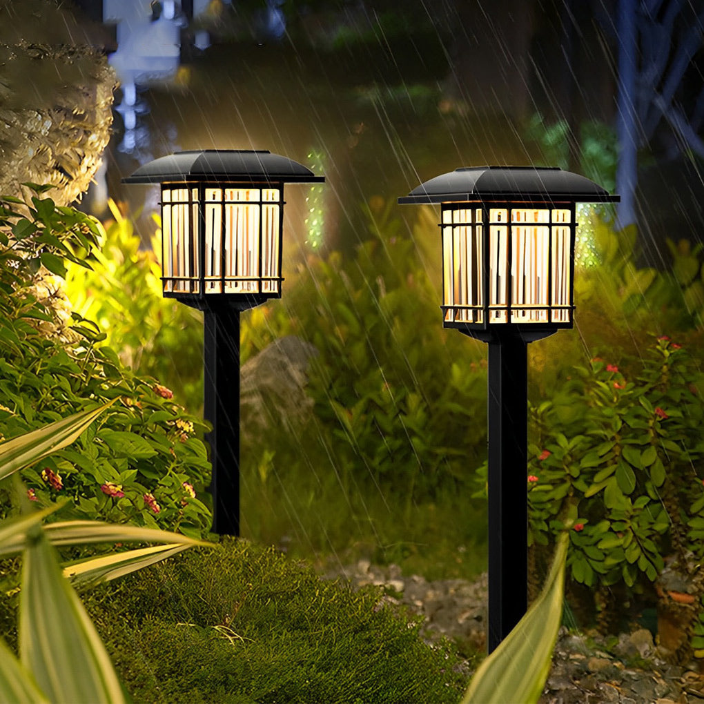 Vintage-Modern Solar Square Lawn Lights Waterproof, Durable Outdoor Lighting