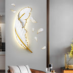 Modern Art Decorative Resin Feather Dimmable White Wall Sconces with LED Strip
