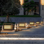 Square LED Waterproof Brown Modern Outdoor Deck Post Lights Pillar Light
