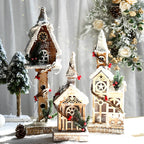 Creative Wooden Christmas Houses Village Ornaments Decoration with Lights