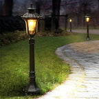 Vintage Classic Black LED Outdoor Lawn Post Light with Water Glass Lens