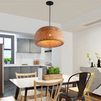 Creative Hand-woven Bamboo Lantern Three Step Dimming LED Chandelier